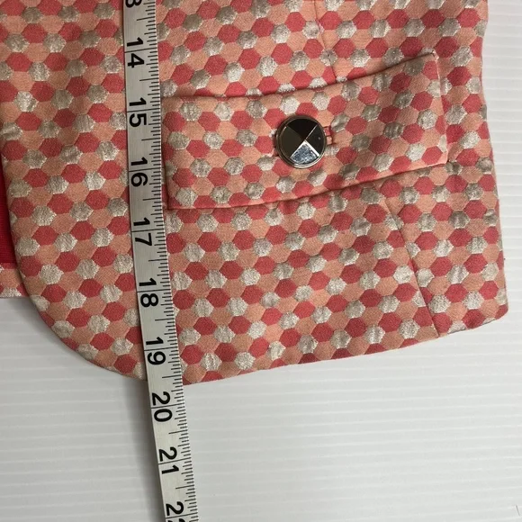 Marc by Marc Jacobs Womens Coral Hexagon Cotton Silk Pink/ Peach Blazer Sz 6 - Picture 11 of 11